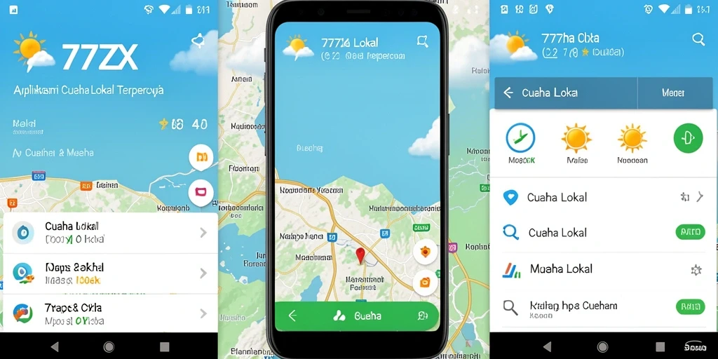 Antarmuka utama aplikasi Cuaca Lokal 777ZX yang informatif.