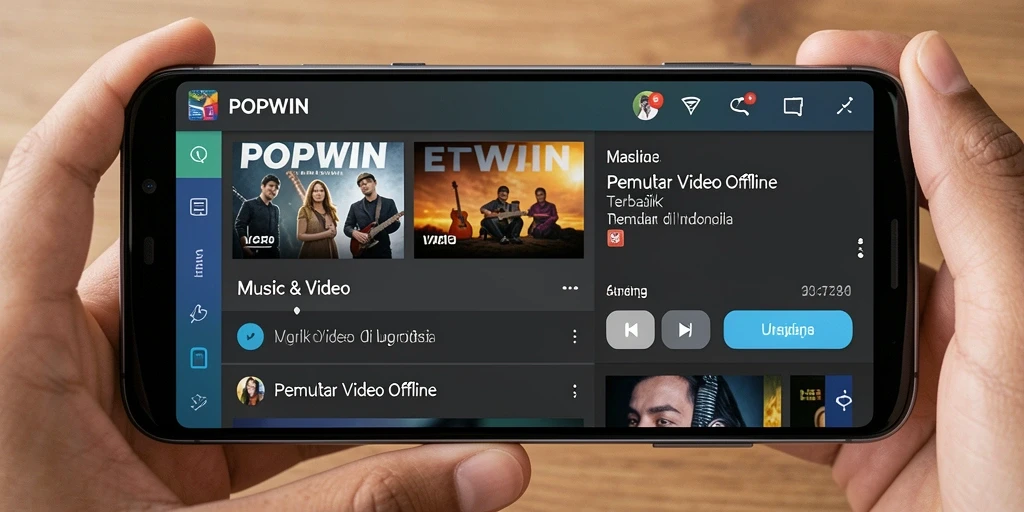 Antarmuka intuitif POPWIN untuk pemutar video offline.