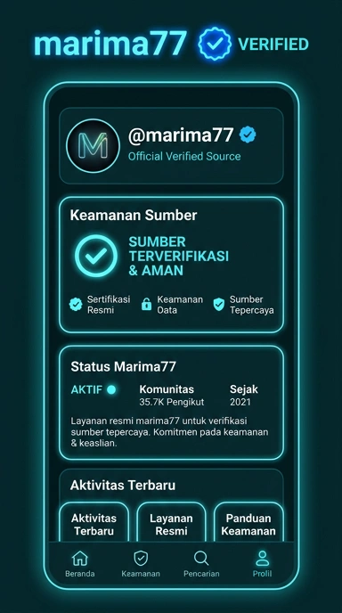 Tampilan kanal resmi marima77