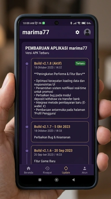 Tampilan riwayat versi marima77